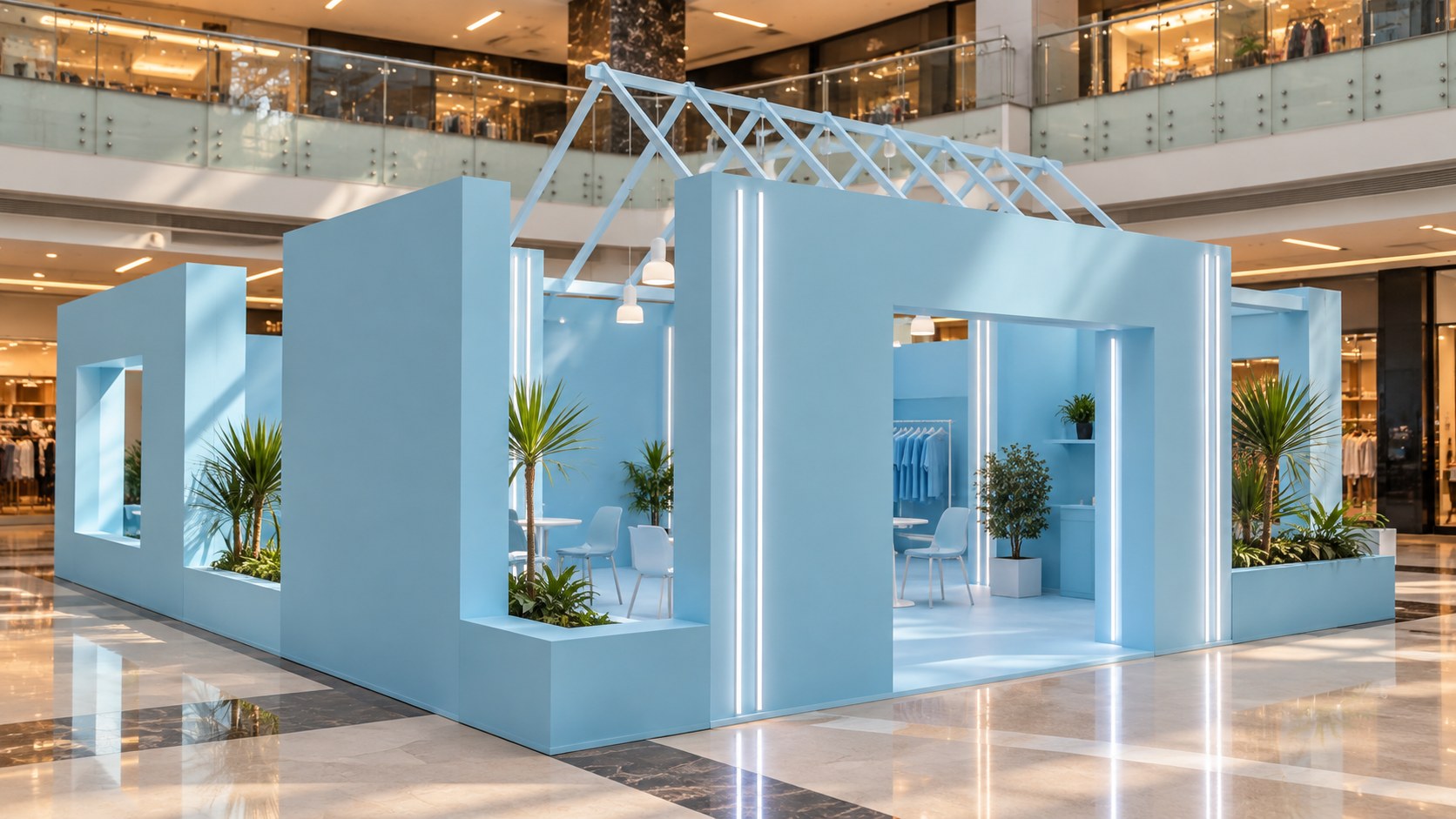 Anasala Exhibition — Powder-Blue Pavilion Entrance Portal
