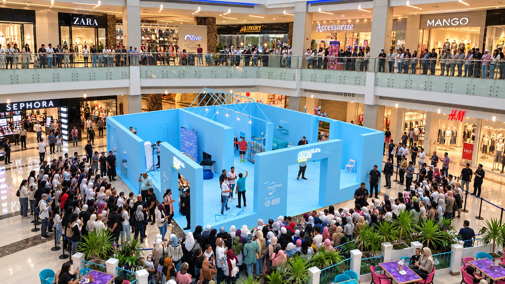 Anasala Exhibition — Full Blue Exhibition Booth in Mall Atrium