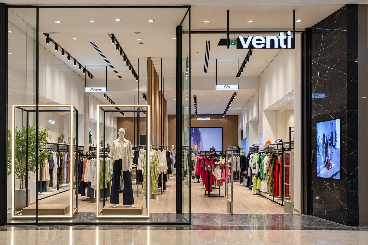 Venti - Mall of Arabia — Full storefront and illuminated Venti logo