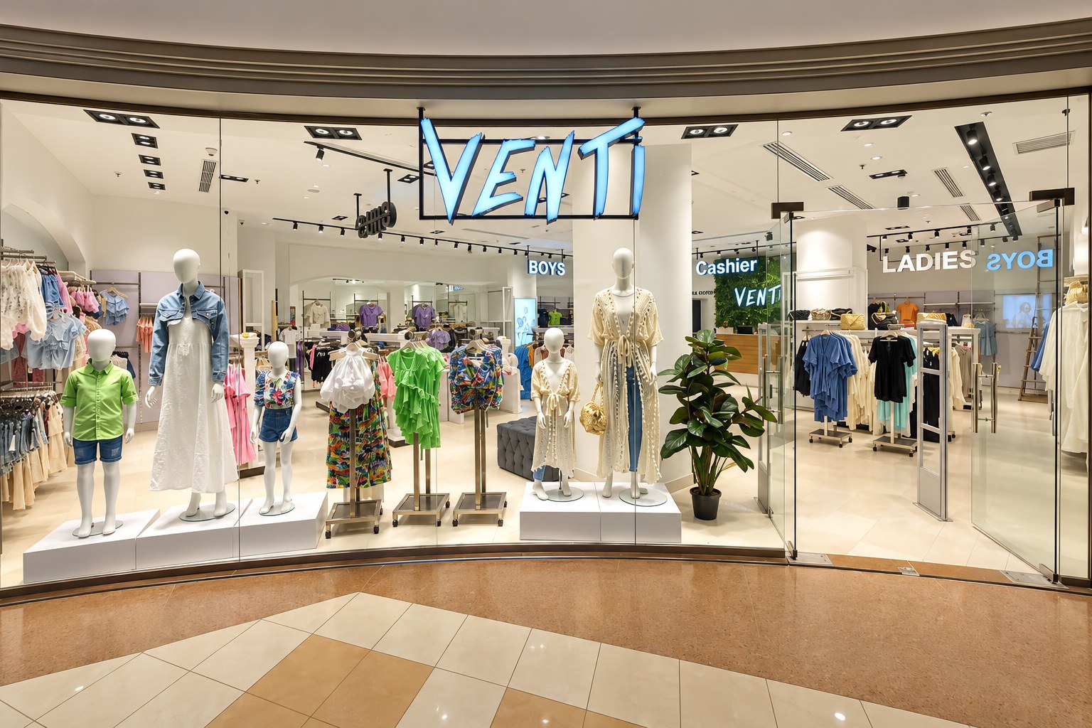 Venti - San Stefano — Curved-glass VENTI San Stefano storefront